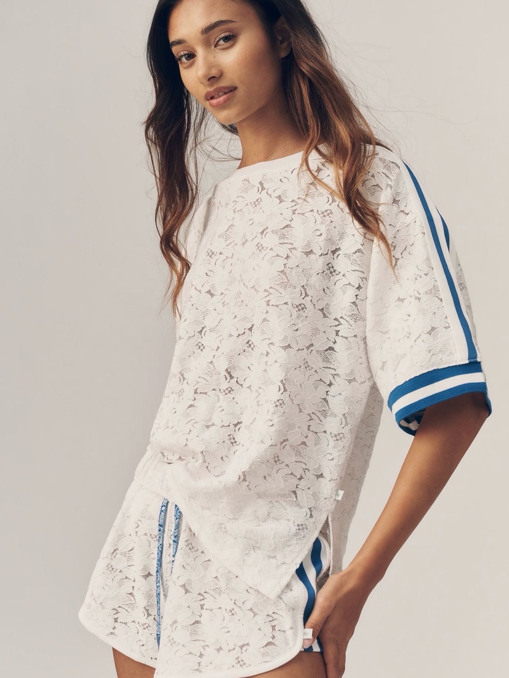 Anthropologie Daily Practice Sheer Lace Tee XXS